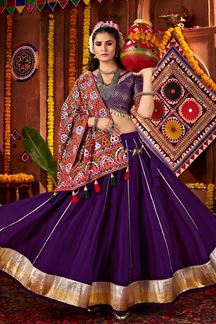 Picture of  Surreal Pure Silk and Jacquard Weaving Silk Designer Navratri Lehenga Choli for Garba Dance and Festival Celebrations