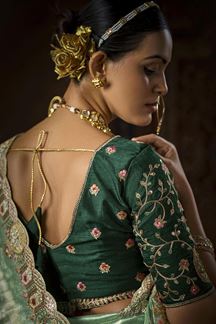 Picture of  Delightful Silk Designer Saree for Mehendi, Wedding, and Reception