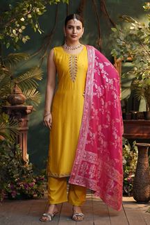 Picture of Dazzling Designer Straight Cut Suit for Haldi, Festivals, and Sangeet