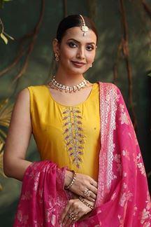Picture of Dazzling Designer Straight Cut Suit for Haldi, Festivals, and Sangeet