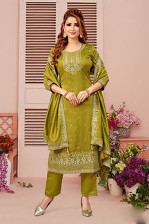 Picture of  Breathtaking Designer Straight Cut Suit for Mehendi, Sangeet, and Parties
