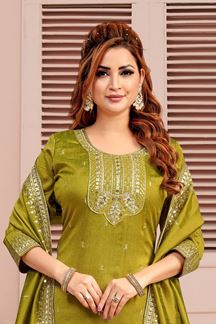 Picture of  Breathtaking Designer Straight Cut Suit for Mehendi, Sangeet, and Parties