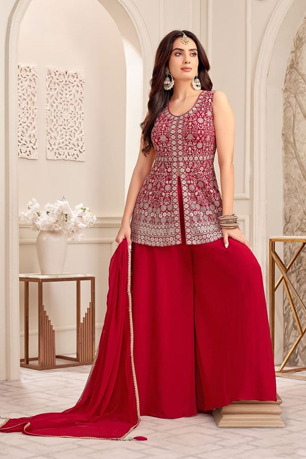 Picture of  Glamorous Designer Palazzo Suit for Reception, Sangeet, and Parties