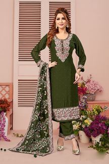 Picture of  Delightful Designer Straight Cut Suit for Mehendi, Sangeet, and Parties