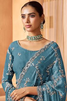 Picture of  Glamorous Tissue Silk Designer Saree for Engagement, Sangeet, and Parties