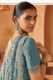Picture of  Exquisite Tissue Silk Designer Saree for Engagement, Sangeet, and Parties
