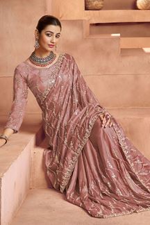 Picture of  Attractive Tissue Silk Designer Saree for Engagement, Sangeet, and Parties