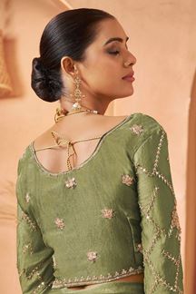 Picture of  Beautiful Tissue Silk Designer Saree for Engagement, Mehendi, and Parties