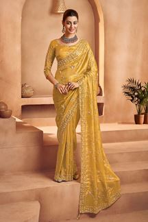 Picture of  Magnificent Tissue Silk Designer Saree for Engagement, Haldi, and Parties