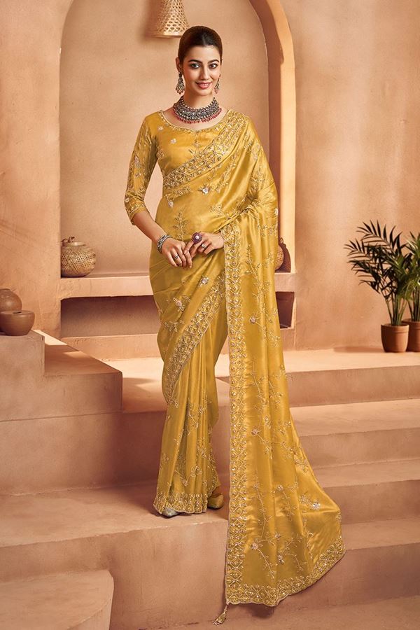 Picture of  Magnificent Tissue Silk Designer Saree for Engagement, Haldi, and Parties