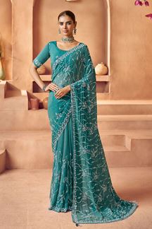 Picture of  Heavenly Tissue Silk Designer Saree for Engagement, Sangeet, and Parties
