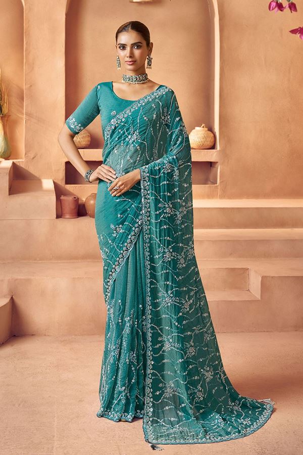 Picture of  Heavenly Tissue Silk Designer Saree for Engagement, Sangeet, and Parties