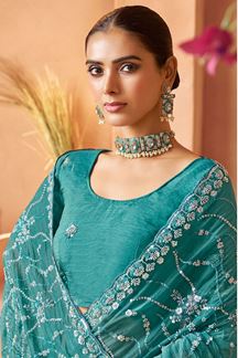 Picture of  Heavenly Tissue Silk Designer Saree for Engagement, Sangeet, and Parties