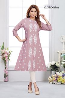 Picture of  Smashing Peach Designer Kurti for Festivals, Sangeet, and Parties