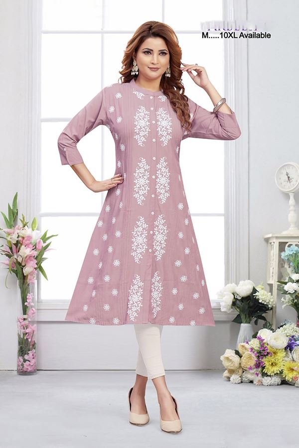 Picture of  Smashing Peach Designer Kurti for Festivals, Sangeet, and Parties