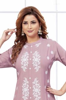Picture of  Smashing Peach Designer Kurti for Festivals, Sangeet, and Parties