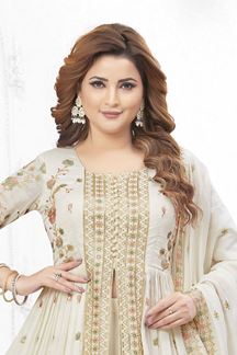 Picture of  Flawless Muslin Silk Designer Anarkali Suit for Festivals, Sangeet, and Parties