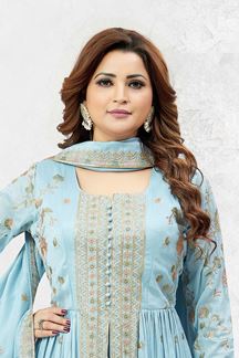 Picture of  Beautiful Muslin Silk Designer Anarkali Suit for Festivals, Sangeet, and Parties