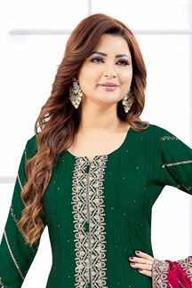 Picture of  Flawless Chanderi Designer Anarkali Suit for Mehendi, Wedding, and Reception