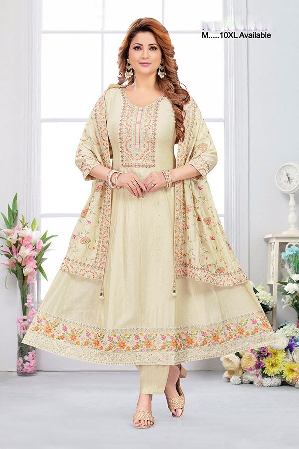 Picture of  Heavenly Chinon Silk Designer Anarkali Suit for Festivals, Sangeet, and Parties