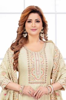 Picture of  Heavenly Chinon Silk Designer Anarkali Suit for Festivals, Sangeet, and Parties