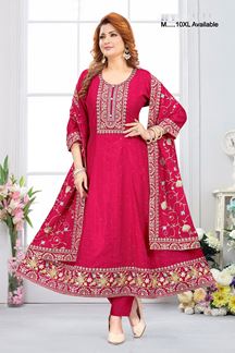 Picture of  Impressive Chinon Silk Designer Anarkali Suit for Festivals, Sangeet, and Parties