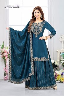 Picture of  Creative Teal Blue Designer Palazzo Suit for Wedding, Reception, and Festivals