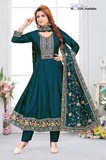 Picture of  Astounding Chinon Silk Designer Anarkali Suit for Festivals, Sangeet, and Parties