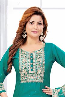 Picture of  Divine Designer Straight Cut Suit for Mehendi, Sangeet, and Parties