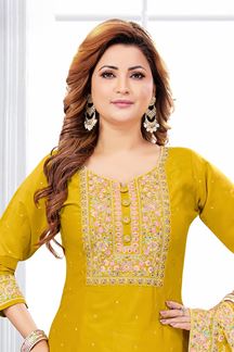 Picture of  Exuberant Designer Straight Cut Suit for Haldi, Sangeet, and Parties