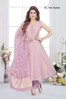 Picture of  Flamboyant Jacquard Designer Anarkali Suit for Festivals, Sangeet, and Parties