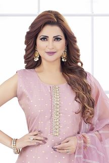 Picture of  Flamboyant Jacquard Designer Anarkali Suit for Festivals, Sangeet, and Parties
