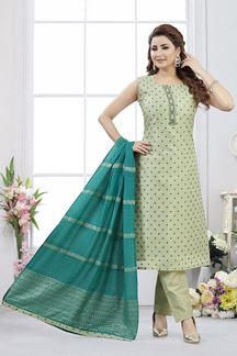 Picture of  Amazing Designer Straight Cut Suit for Mehendi, Sangeet, and Parties