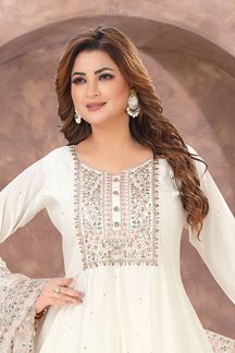 Picture of  Royal Chanderi Silk Designer Anarkali Suit for Festivals, Sangeet, and Parties