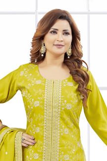 Picture of  Enticing Designer Straight Cut Suit for Haldi, Sangeet, and Parties