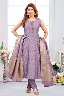 Picture of  Delightful Jacquard Designer Anarkali Suit for Engagement, Sangeet, and Parties