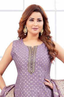 Picture of  Delightful Jacquard Designer Anarkali Suit for Engagement, Sangeet, and Parties