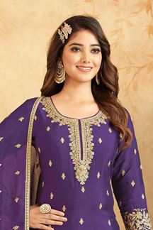 Picture of  Fashionable Purple Designer Palazzo Suit for Reception, Sangeet, and Parties