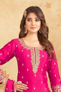 Picture of  Striking Fuschia Pink Designer Palazzo Suit for Reception, Sangeet, and Parties