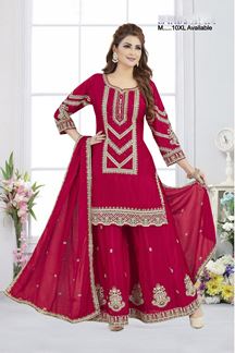 Picture of  Fashionable Red Designer Palazzo Suit for Wedding, Reception, and Festivals
