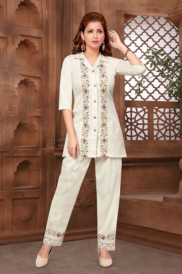 Picture of  Dazzling Beige Designer Co-Ord Set for Sangeet and Parties