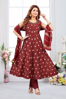 Picture of  Impressive Jacquard Designer Anarkali Suit for Wedding, Reception, and Festivals