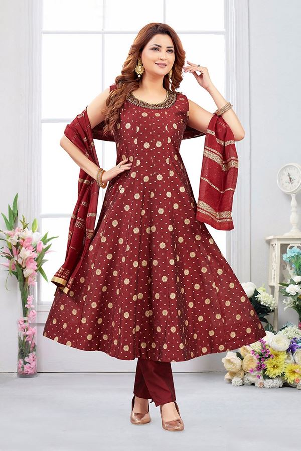 Picture of  Impressive Jacquard Designer Anarkali Suit for Wedding, Reception, and Festivals