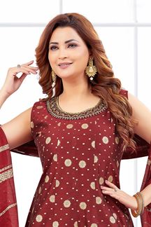 Picture of  Impressive Jacquard Designer Anarkali Suit for Wedding, Reception, and Festivals