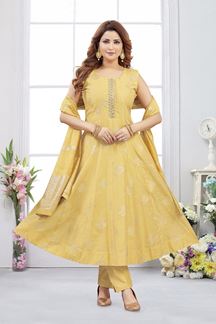 Picture of  Heavenly Jacquard Designer Anarkali Suit for Haldi, Sangeet, and Parties