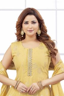 Picture of  Heavenly Jacquard Designer Anarkali Suit for Haldi, Sangeet, and Parties