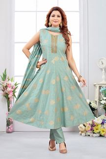Picture of  Magnificent Jacquard Designer Anarkali Suit for Festivals, Sangeet, and Parties
