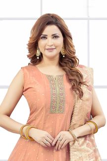 Picture of  Artistic Jacquard Designer Anarkali Suit for Festivals, Sangeet, and Parties