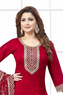 Picture of  Royal Red Designer Palazzo Suit for Wedding, Reception, and Festivals