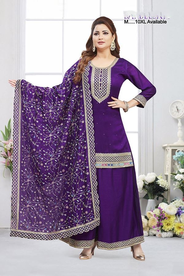 Picture of  Aesthetic Purple Designer Palazzo Suit for Wedding, Reception, and Sangeet